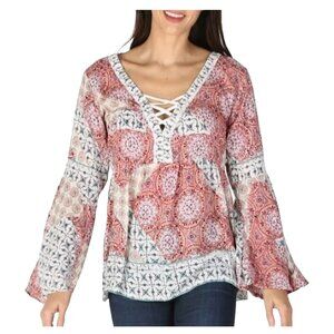 Lola P Angie's Sister Co Blush Bohemian Top Long Flared Sleeves